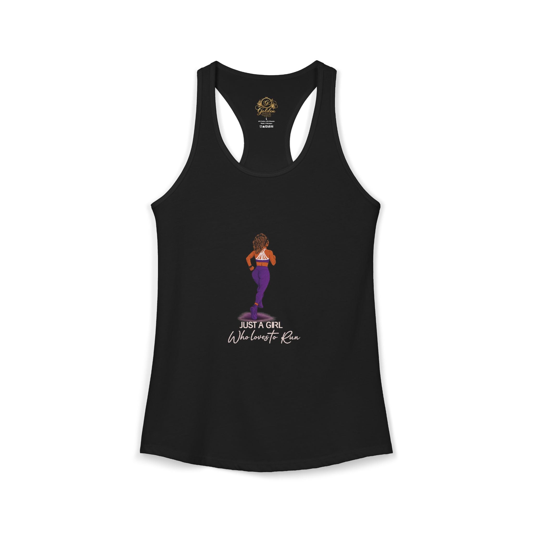 Just a Girl Who Loves to Run Racerback Tank (Medium Skintone)