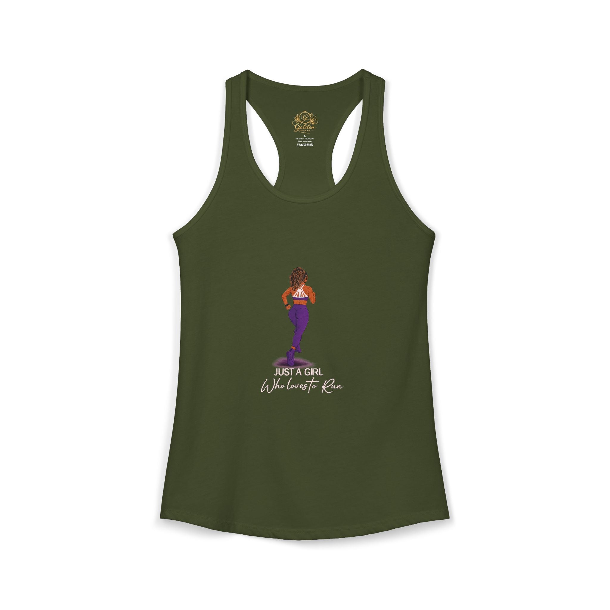 Just a Girl Who Loves to Run Racerback Tank (Medium Skintone)