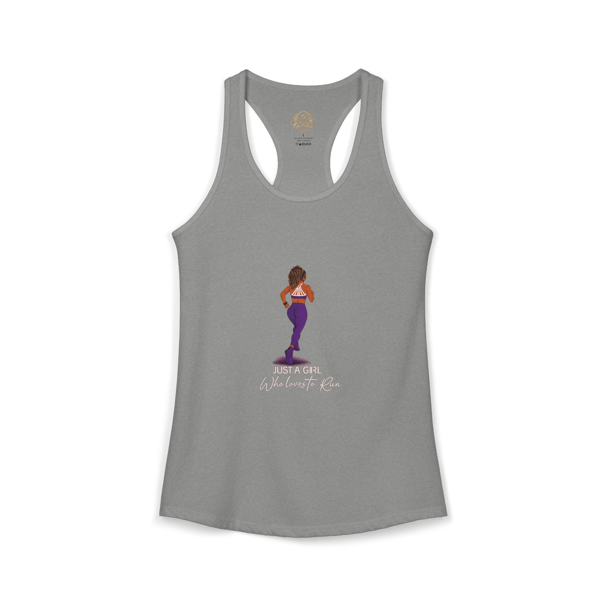 Just a Girl Who Loves to Run Racerback Tank (Medium Skintone)