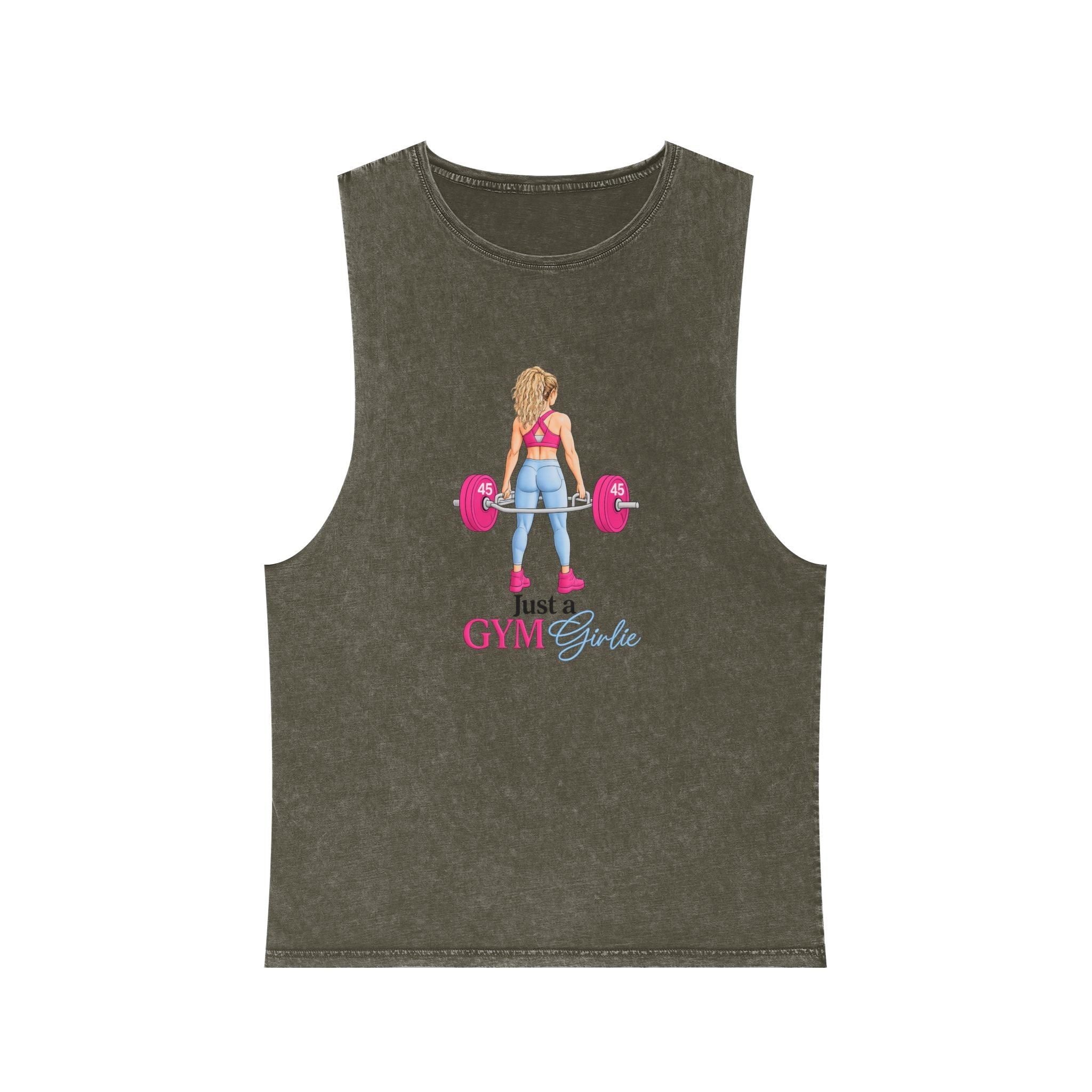 Gym Girl Deadlift Tank Top — Women's Fitness Stonewash Muscle Tee