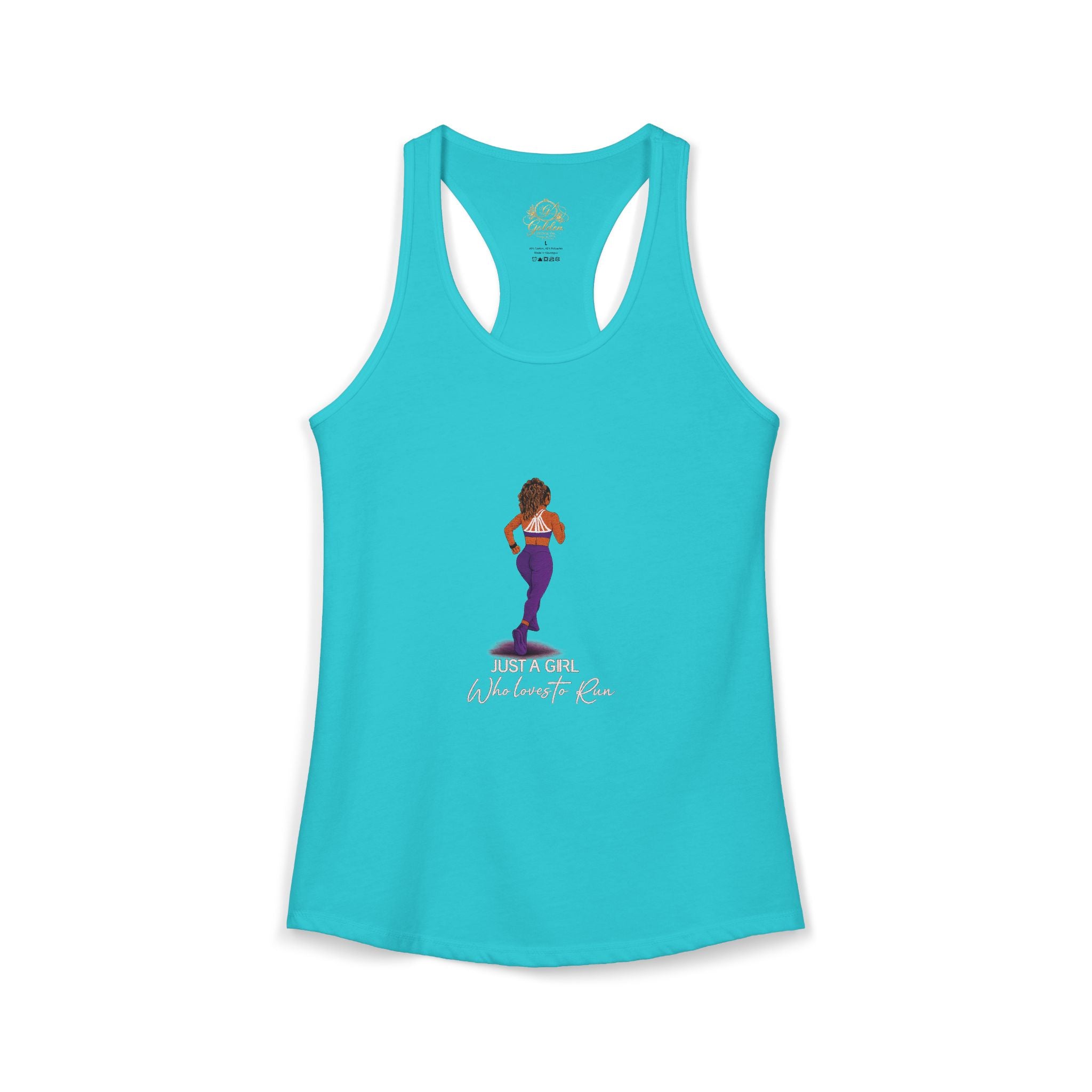 Just a Girl Who Loves to Run Racerback Tank (Medium Skintone)