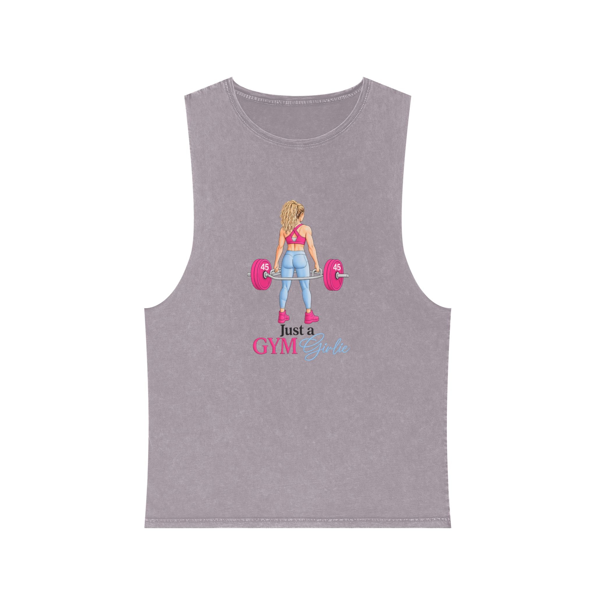Gym Girl Deadlift Tank Top — Women's Fitness Stonewash Muscle Tee