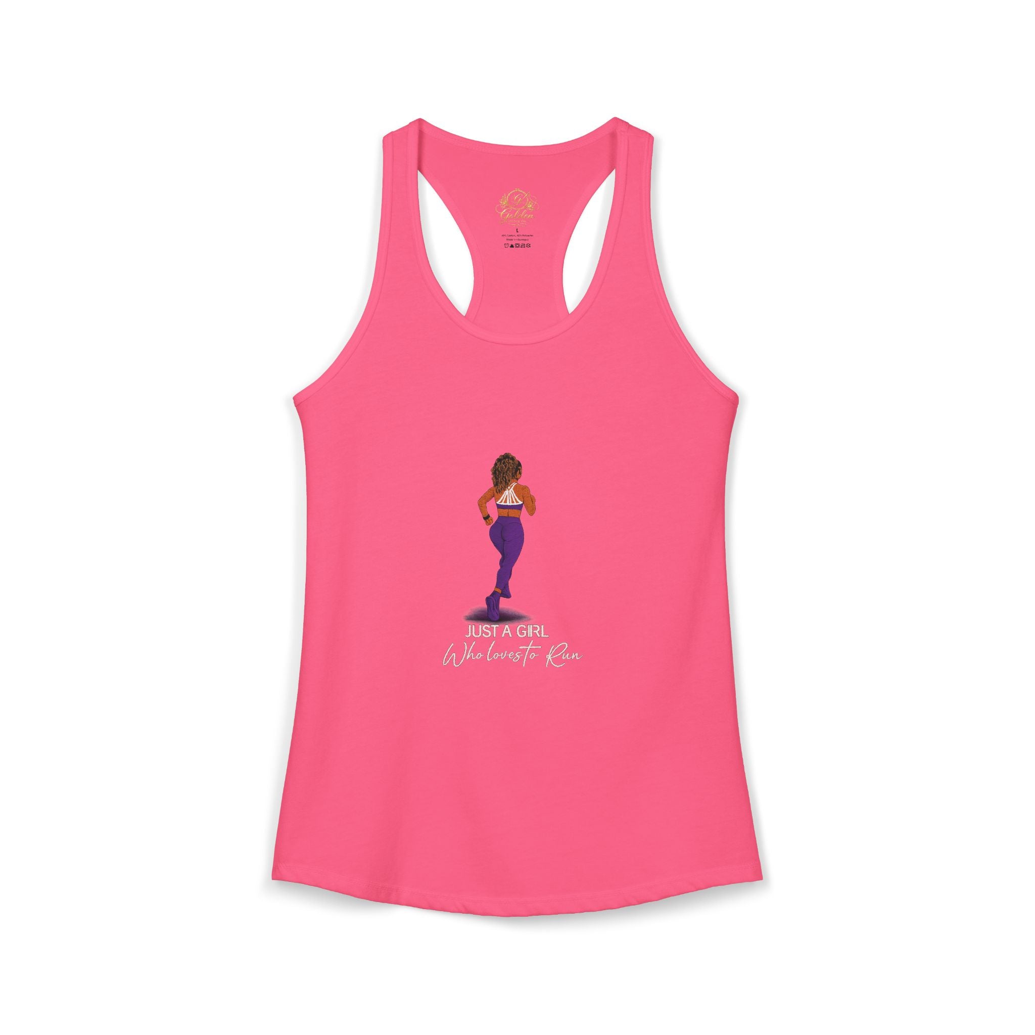 Just a Girl Who Loves to Run Racerback Tank (Medium Skintone)