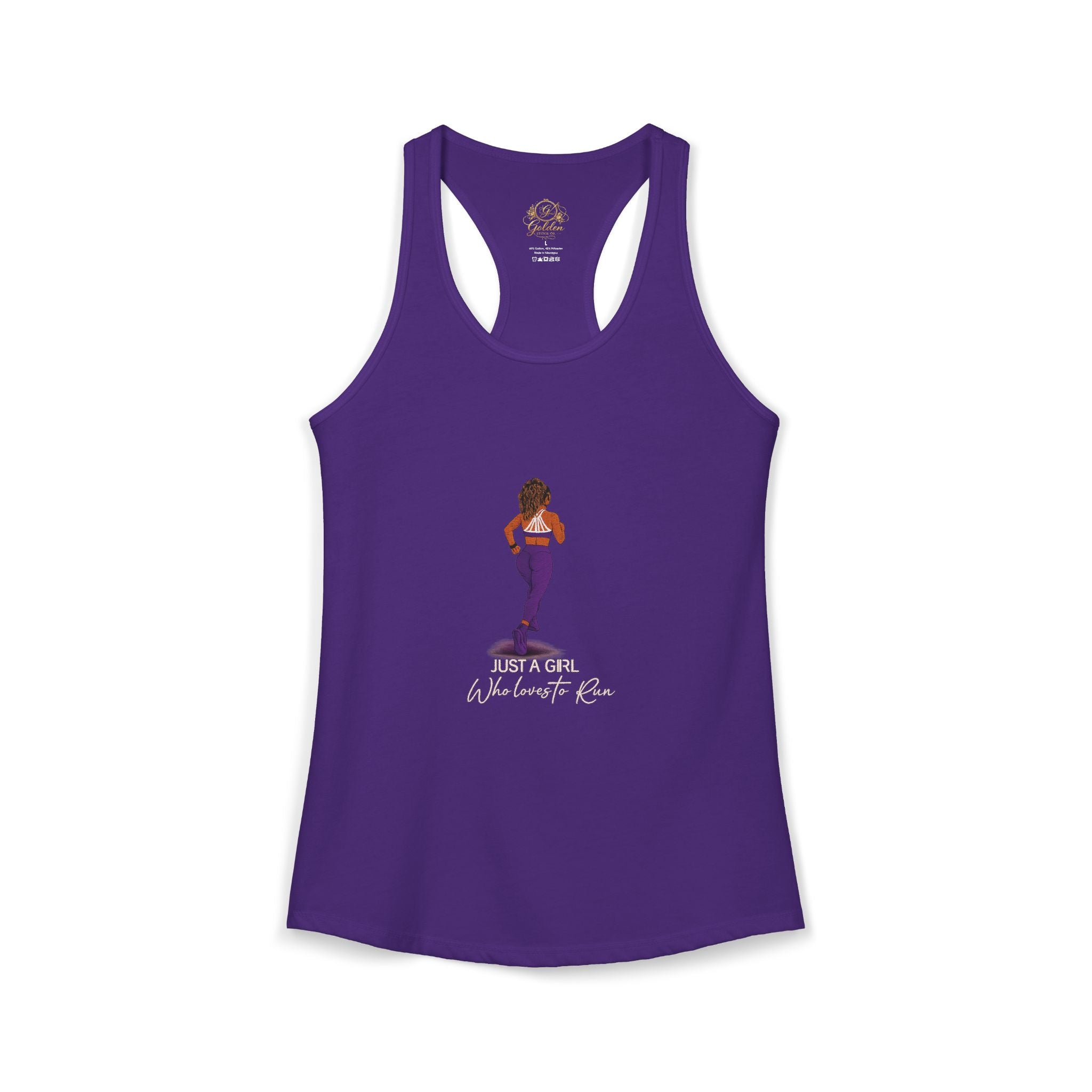 Just a Girl Who Loves to Run Racerback Tank (Medium Skintone)