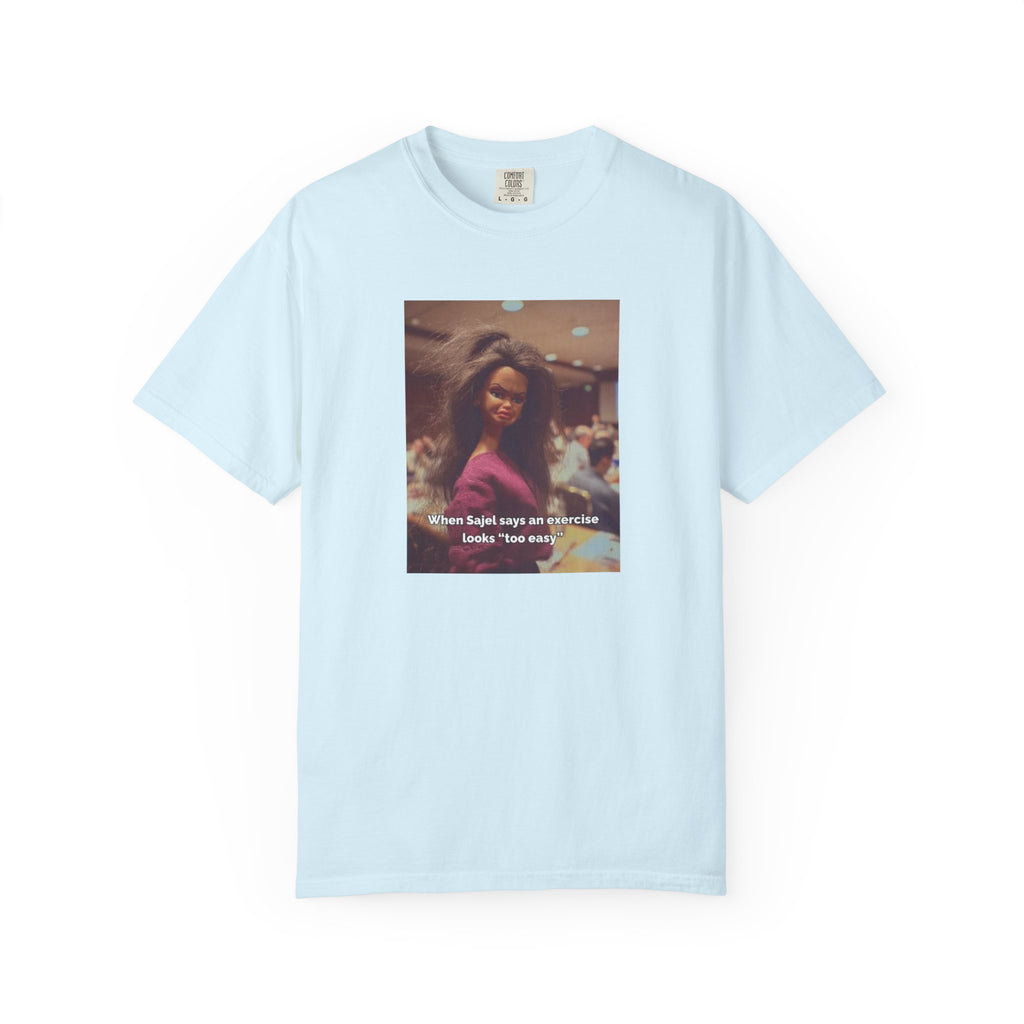 Vintage Barbie World Meme T-Shirt — “When Biji Says An Exercise Looks Too Easy” Photo Tee
