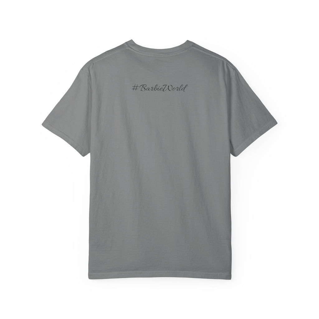 Barbie World Sarcasm University T-Shirt — Retro Portrait Tee with “#BarbieWorld” Back Script