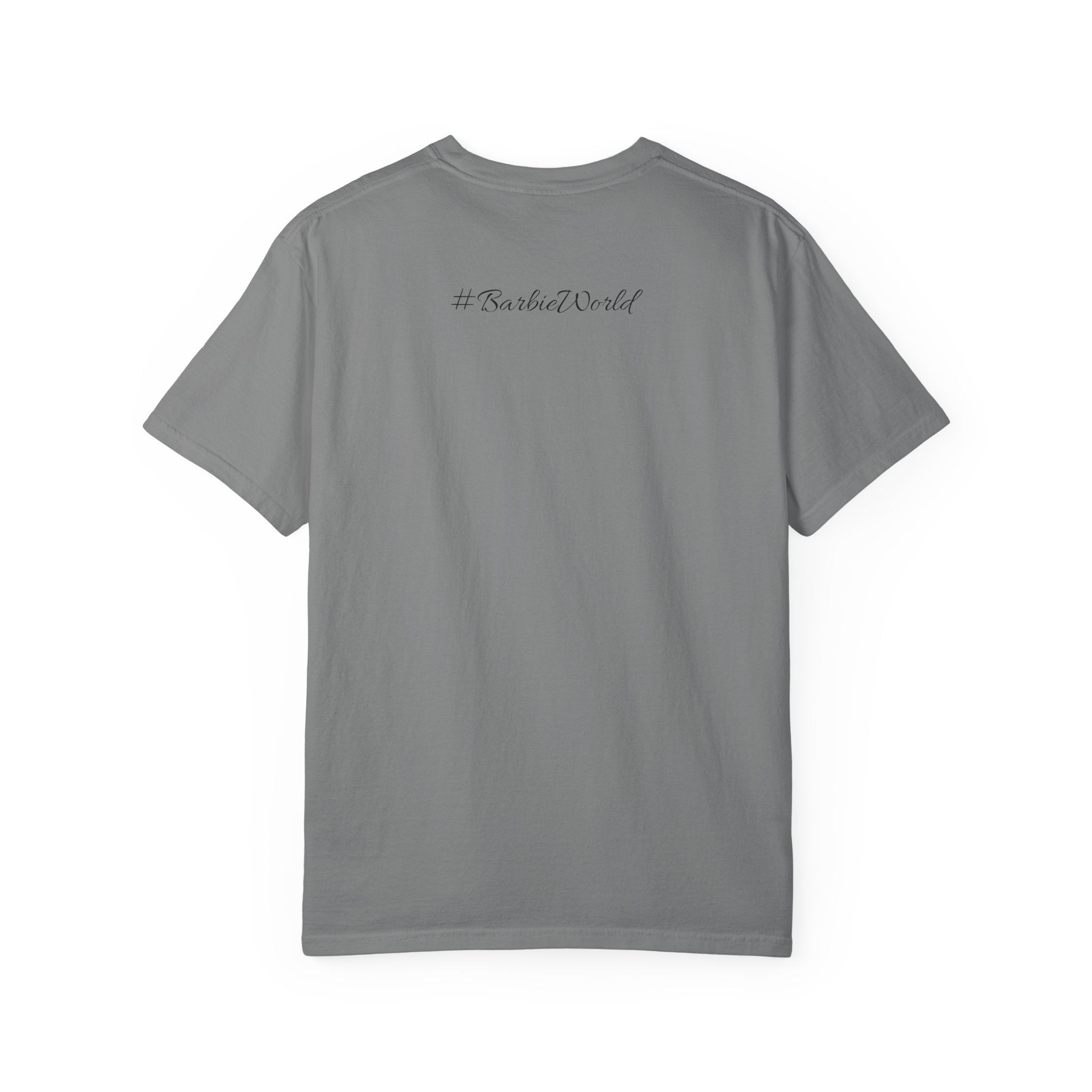 Barbie World Sarcasm University T-Shirt — Retro Portrait Tee with “#BarbieWorld” Back Script