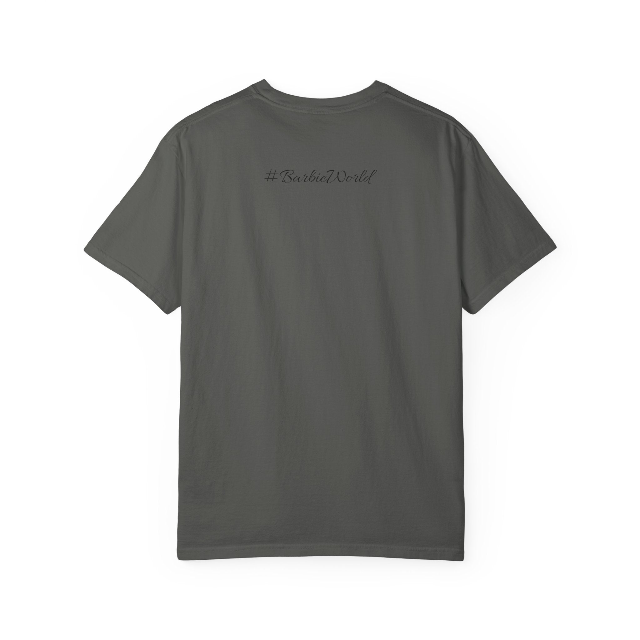 Barbie World Sarcasm University T-Shirt — Retro Portrait Tee with “#BarbieWorld” Back Script