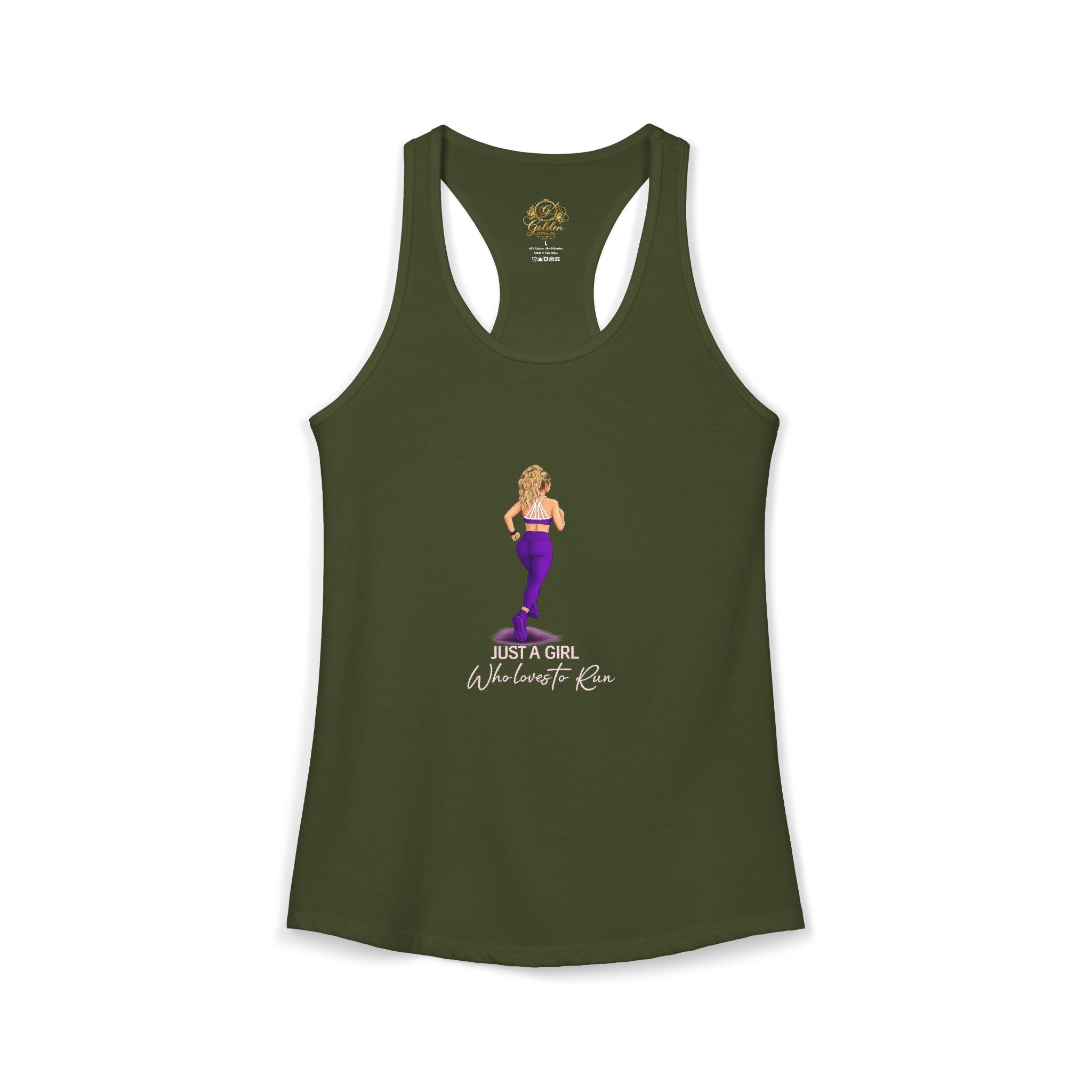 Just A Girl Who Loves to Run Racerback Tank (Light Skintone)