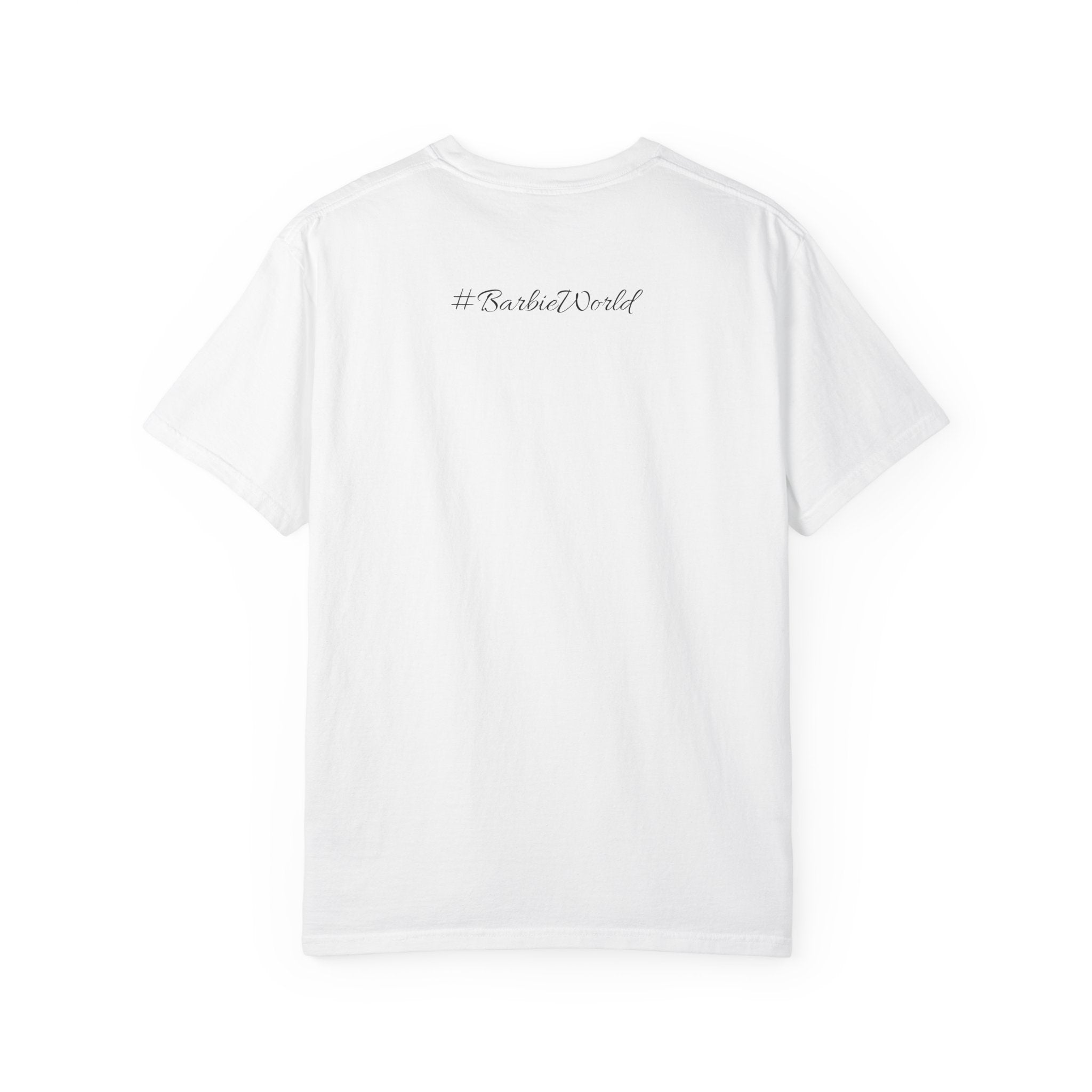 Barbie World Sarcasm University T-Shirt — Retro Portrait Tee with “#BarbieWorld” Back Script