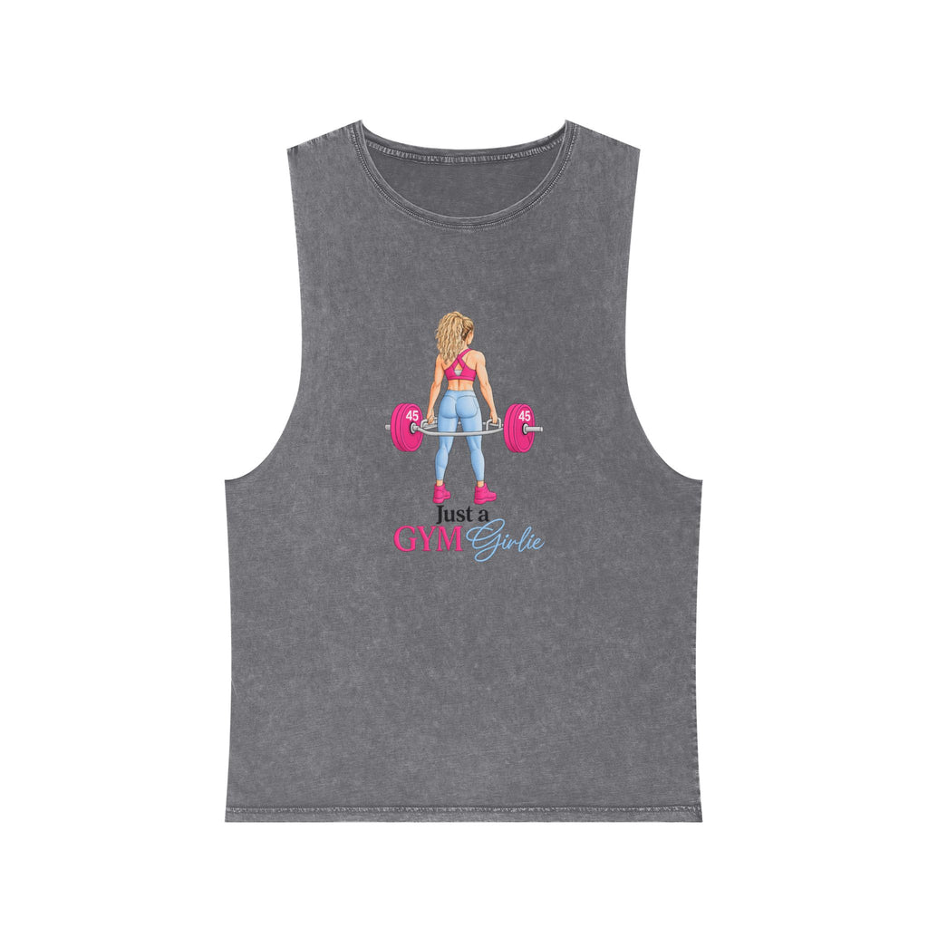 Gym Girl Deadlift Tank Top — Women's Fitness Stonewash Muscle Tee