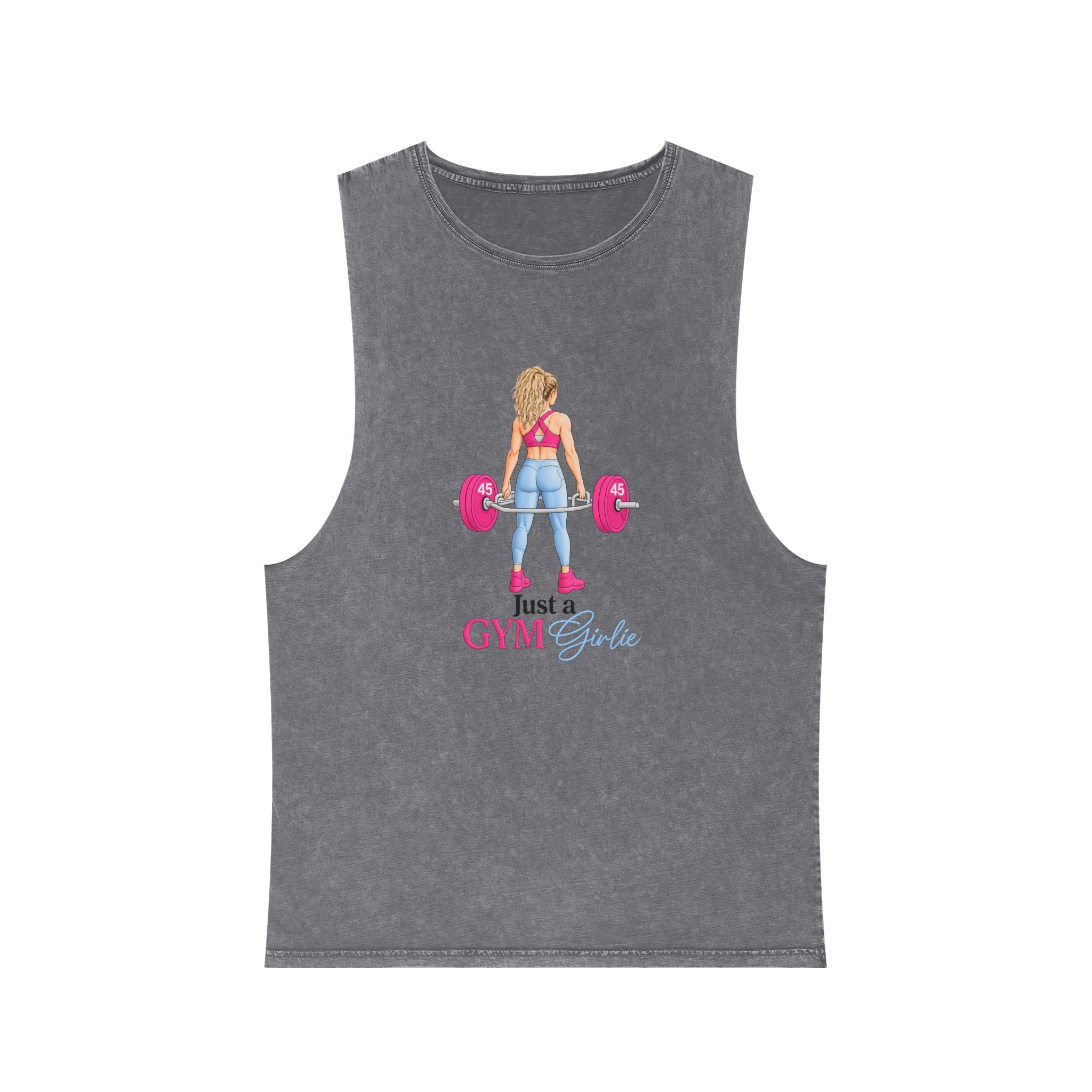 Gym Girl Deadlift Tank Top — Women's Fitness Stonewash Muscle Tee
