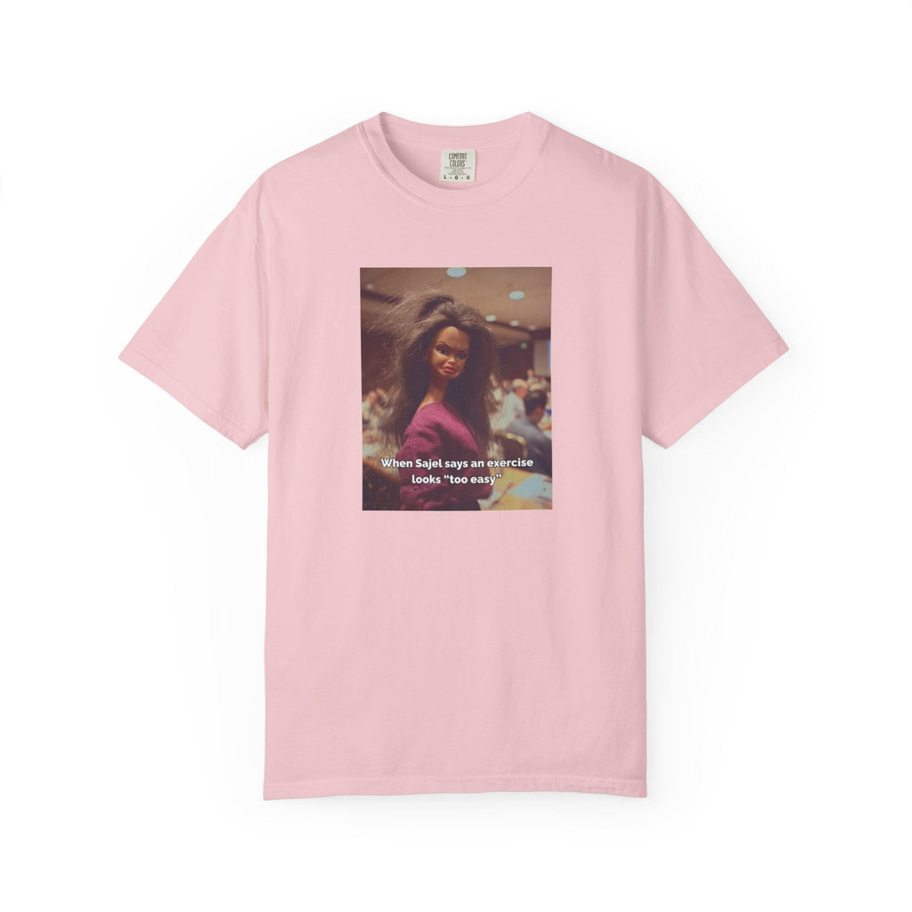 Vintage Barbie World Meme T-Shirt — “When Biji Says An Exercise Looks Too Easy” Photo Tee