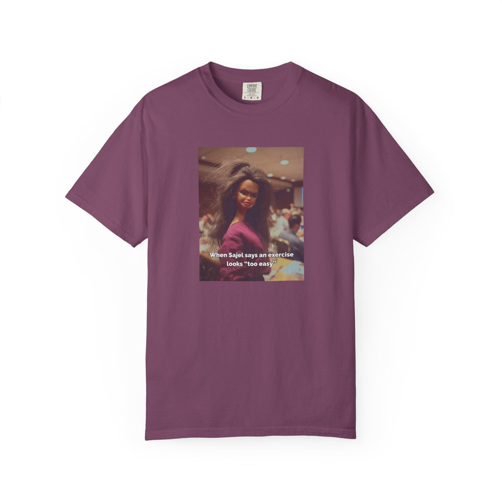 Vintage Barbie World Meme T-Shirt — “When Biji Says An Exercise Looks Too Easy” Photo Tee