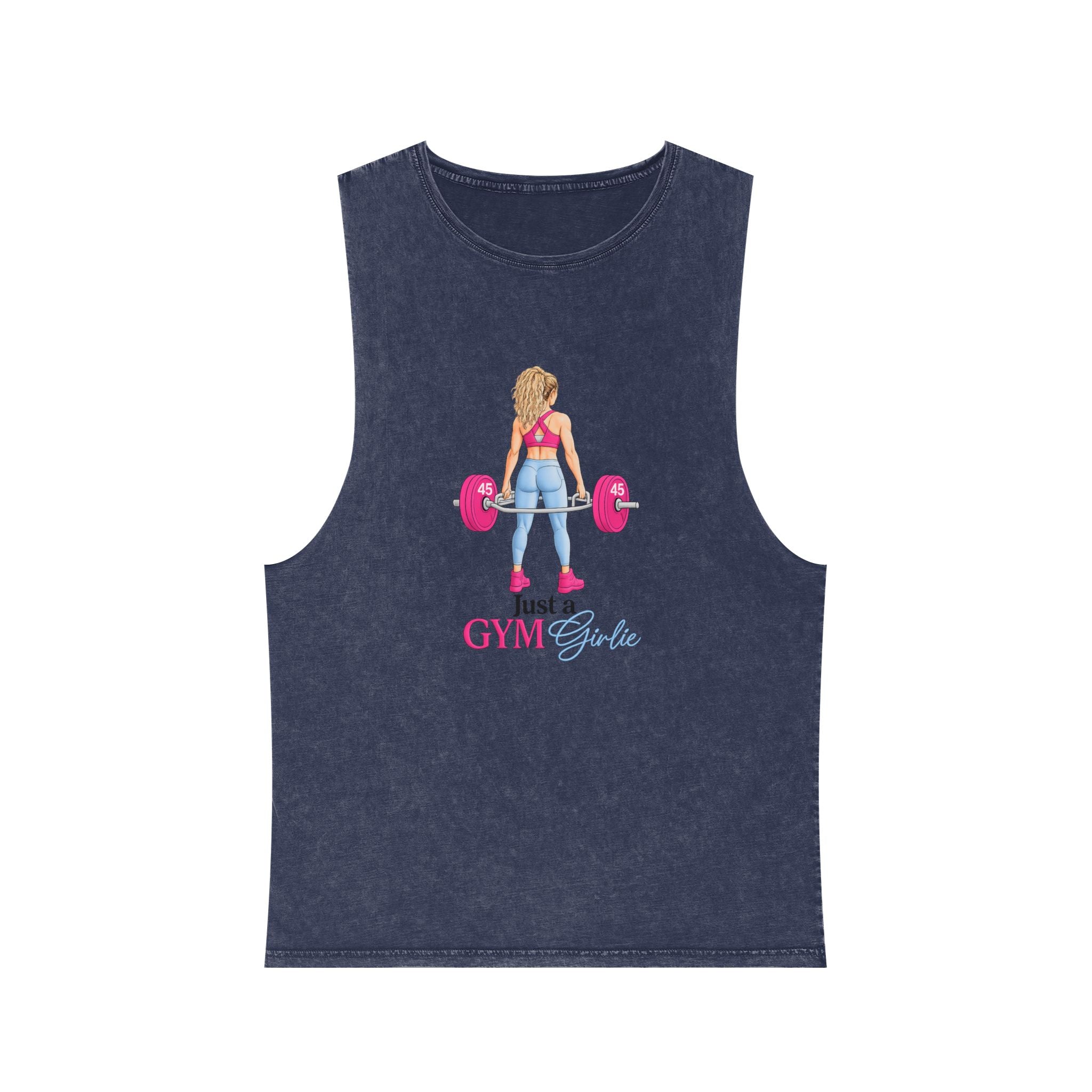 Gym Girl Deadlift Tank Top — Women's Fitness Stonewash Muscle Tee